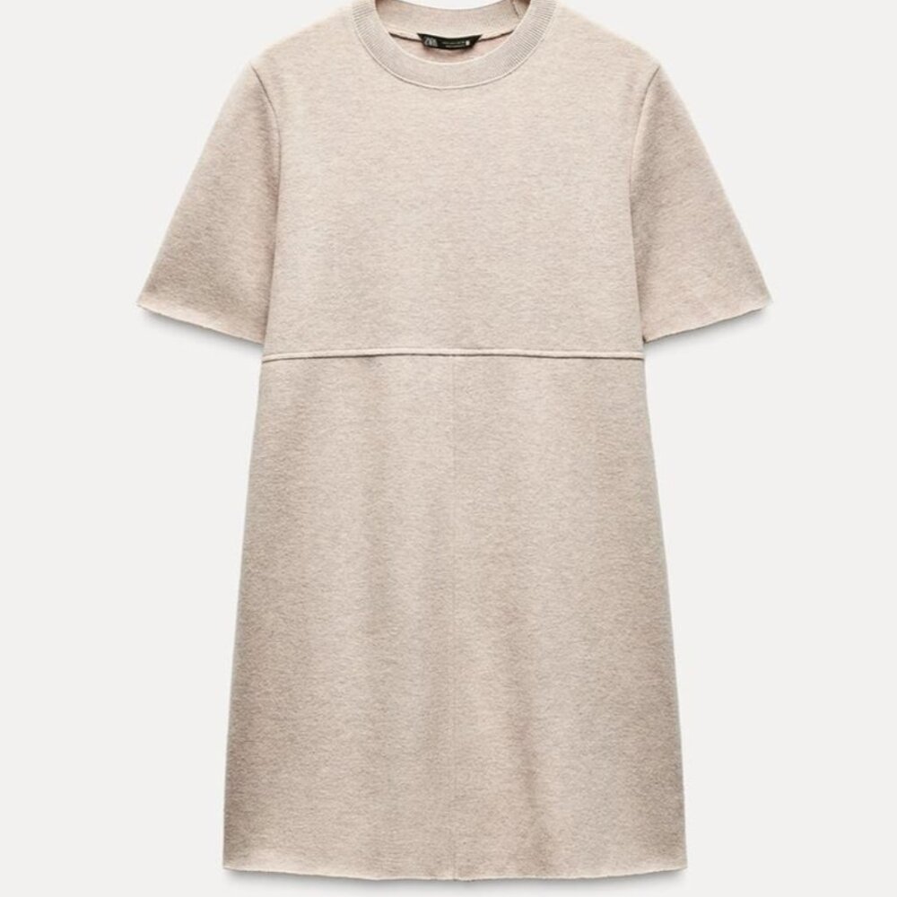 Zara light camel shift a-line mini dress